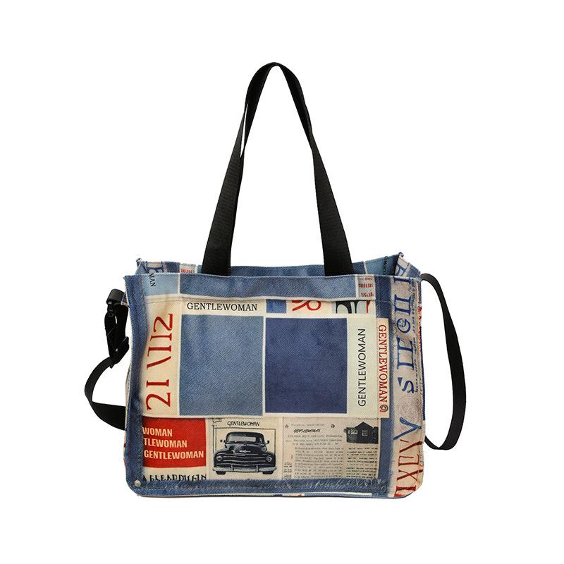 Fashion printed shoulder bag women's 2025 new large-capacity bucket bag niche retro large-capacity portable tote bag