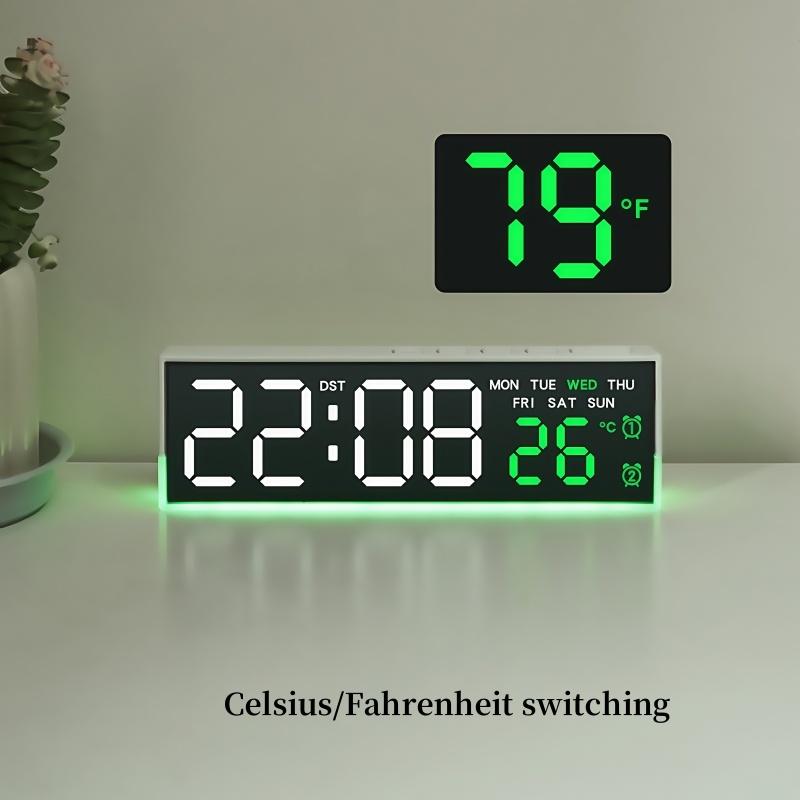 Ceas de alarmă LED digital Temperatură Afișare săptămână dată 2 alarme Lumină ambientală Ajustare luminozitate Ceas electronic de masă Snooze