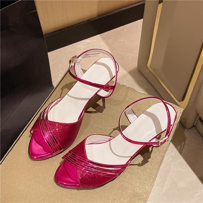Women's Fish Mouth High Heels Summer New Light Mouth Glitter Line with Anti-slip Wear-resistant Sandals