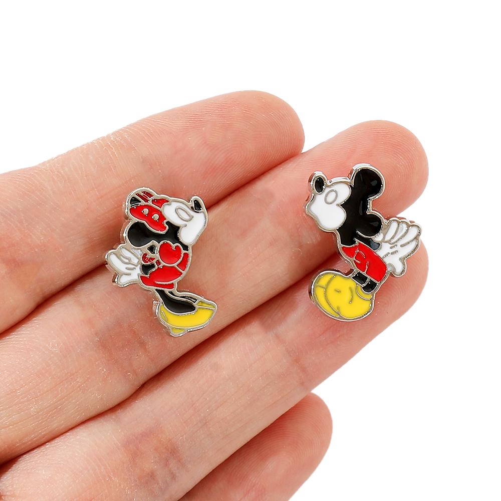 Mickey Mouse Stud Earrings for Women Girls Anime Accessories Minnie Asymmetrical Earring Kids Birthday Xmas Gifts