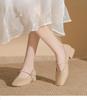 Super soft!! Leather French low heel square head nude Mary Jane shoes cheongsam single shoes work leather shoes commuter women's shoes
