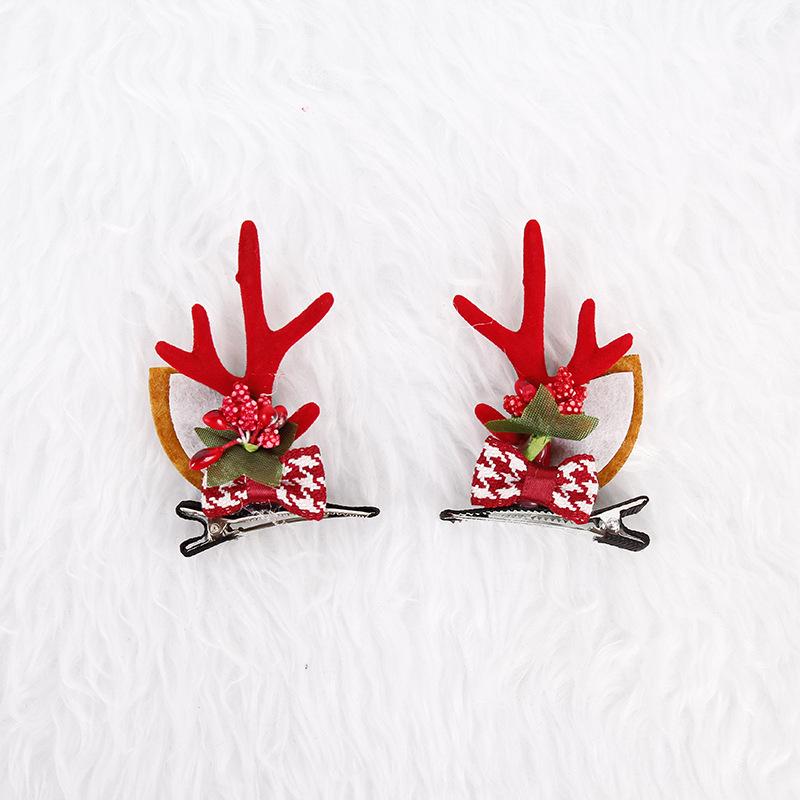 Christmas Reindeer Antler Hair Clips - Cute Bell Accessories for Girls