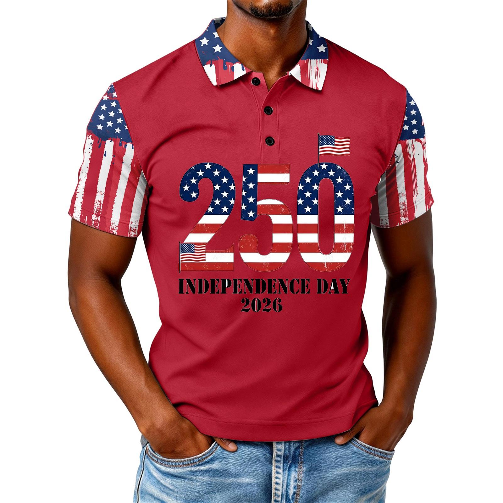 

Мужская свободная повседневная футболка с принтом флага и букв, топ с коротким рукавом XXXL красный