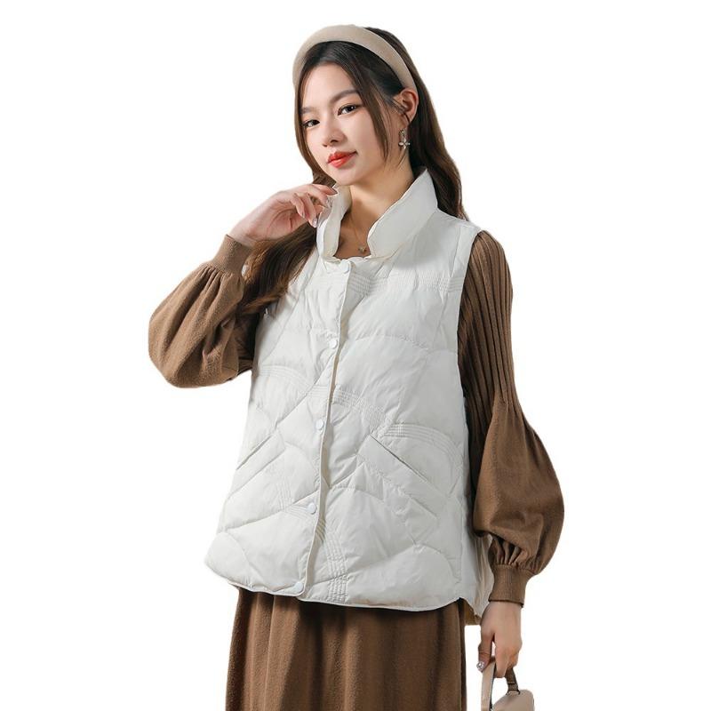 Feather women's stand-up collar vest women's vest women's new down jacket autumn and winter sleeveless warm retro
