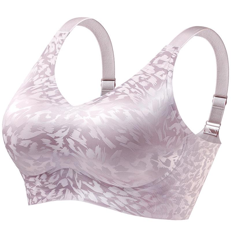 Large size national style satin seamless upper support pull underwear comfortable nakedness breast no steel ring gathering breathable bra