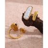 YACHAN Chic Irregular Pearl Stainless Steel Open Rings for Women Charm Luxury Gold Plated Tarnish Free Jewelry