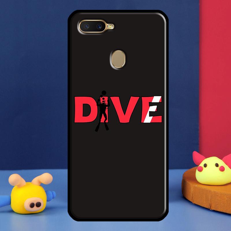 Diver Down Scuba Flag Case For Oppo A98 A78 A58 A15 A16 A17 A5 A9 A91 A52 A72 A76 A96 A74 A94 A54 S A57 A77 Cover