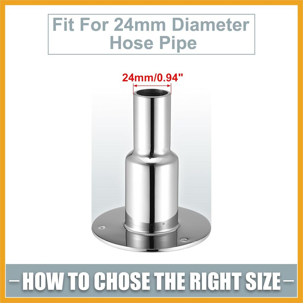 Straight Thru Hull Exhaust Skin Fitting with Screws and Nuts for 24mm 0.94 Inch Tube Pipe Stainless Steel Replacement