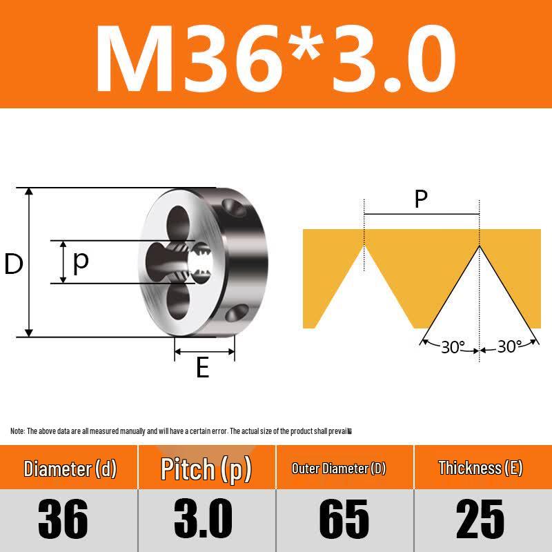 Yijiekai M36x3.0 Fine Thread Round Die