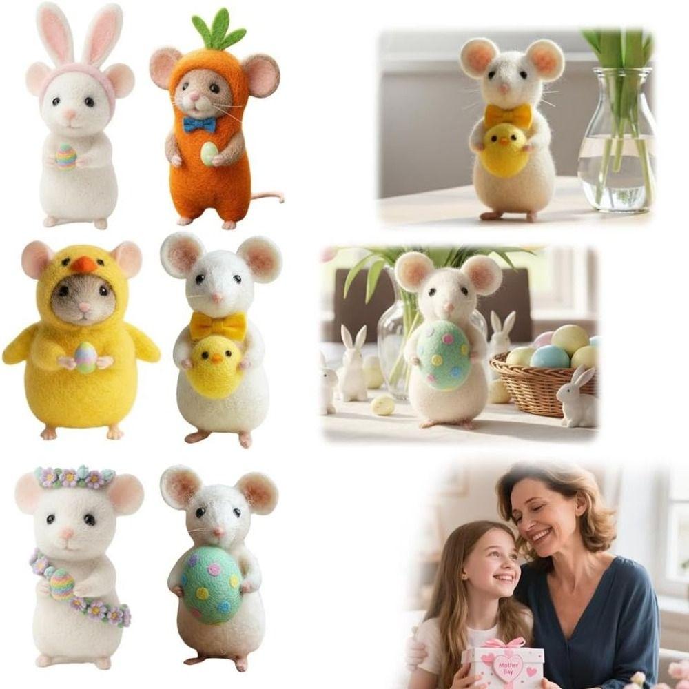 Craft Needle Felting Supply Needle Felted Mouse Handmade Figurine Gifts Felt Mice Ornaments Cute Mouse Mouse Collectible Easter