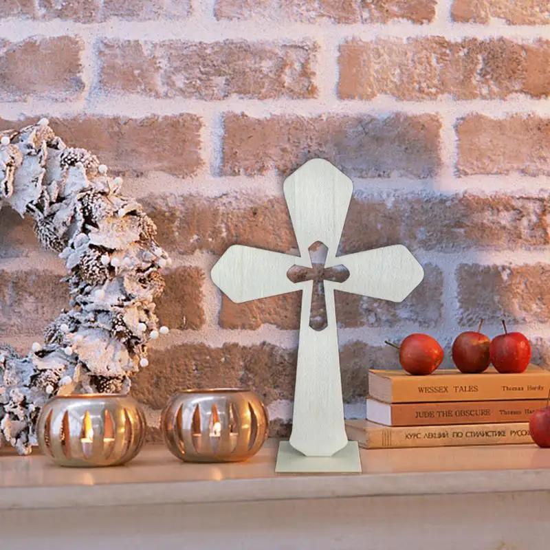 10pcs Small Baptism Decor Rustic Standing Cross for First Communion Prayer Wooden Cross Christian Catholic Wood Crosses Crafts