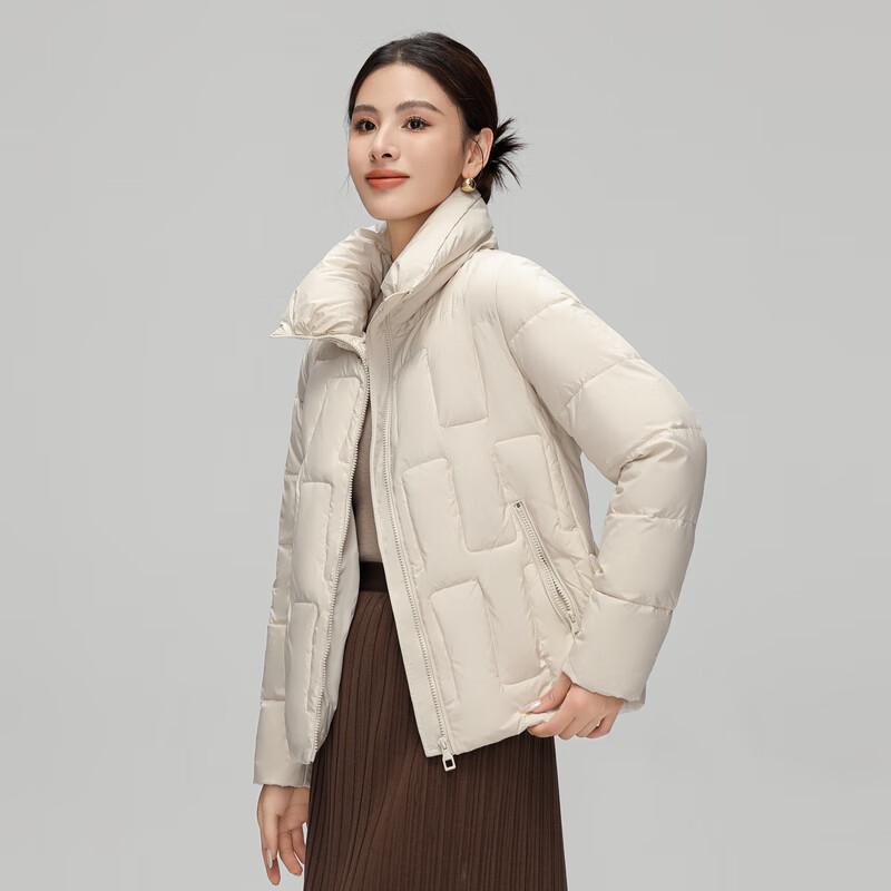 SNOWFLYING Women's Stand Collar Short Down Jacket