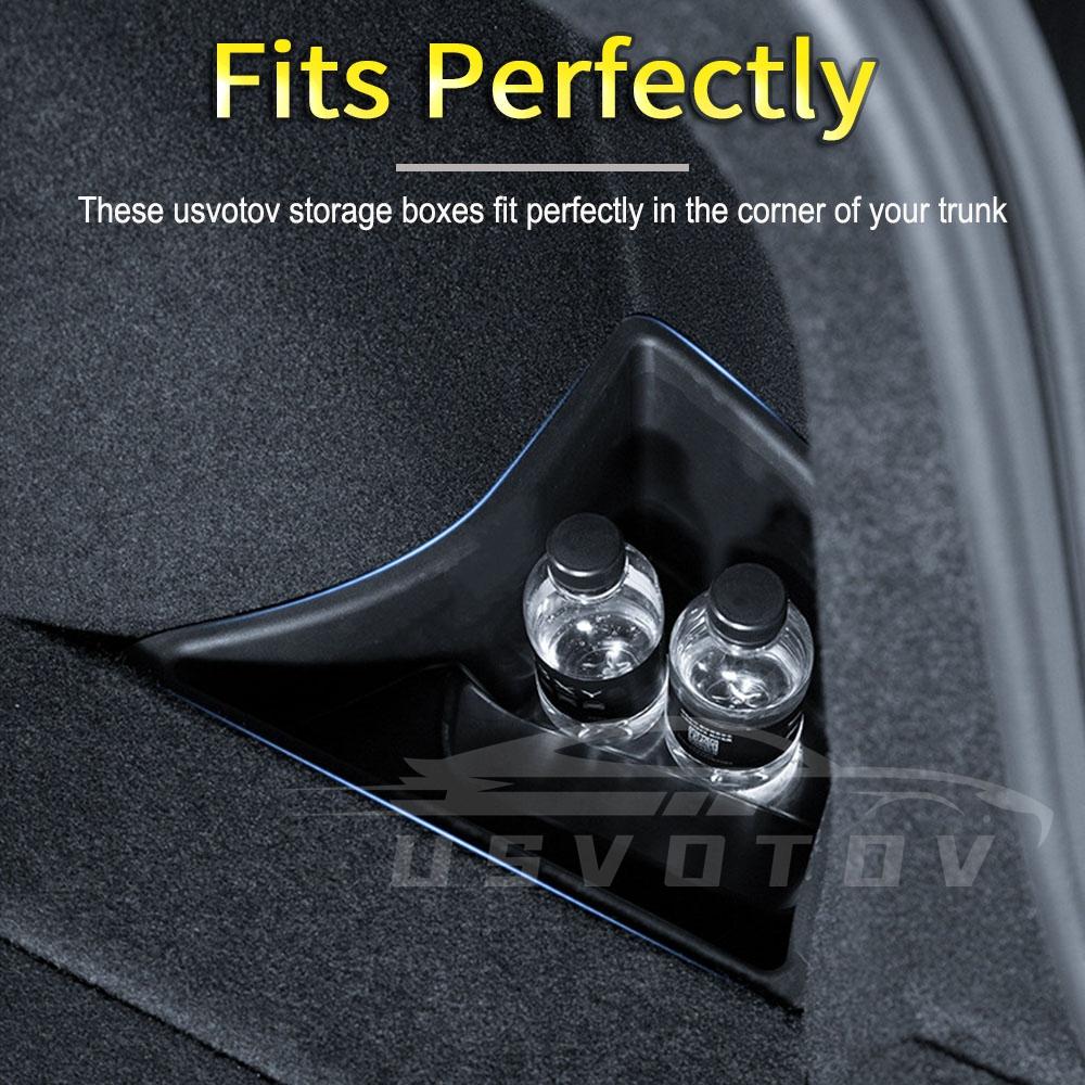 For 2024 2025 Tesla Model 3 Highland Rear Trunk Side Storage Box with Cover Tail Boot Organizer Partition Decoration Accessories