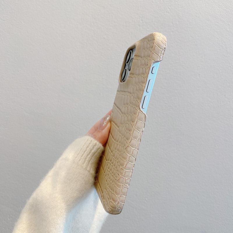 Crocodile Leather Texture Is Suitable for Apple 16promax Phone Cases, IPhone15 High-end 14 Shockproof 13 Luxurious Men's Leather Cases