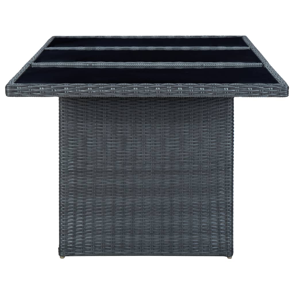 9 piece Garden Dining Set with Cushions Poly Rattan Dark Grey