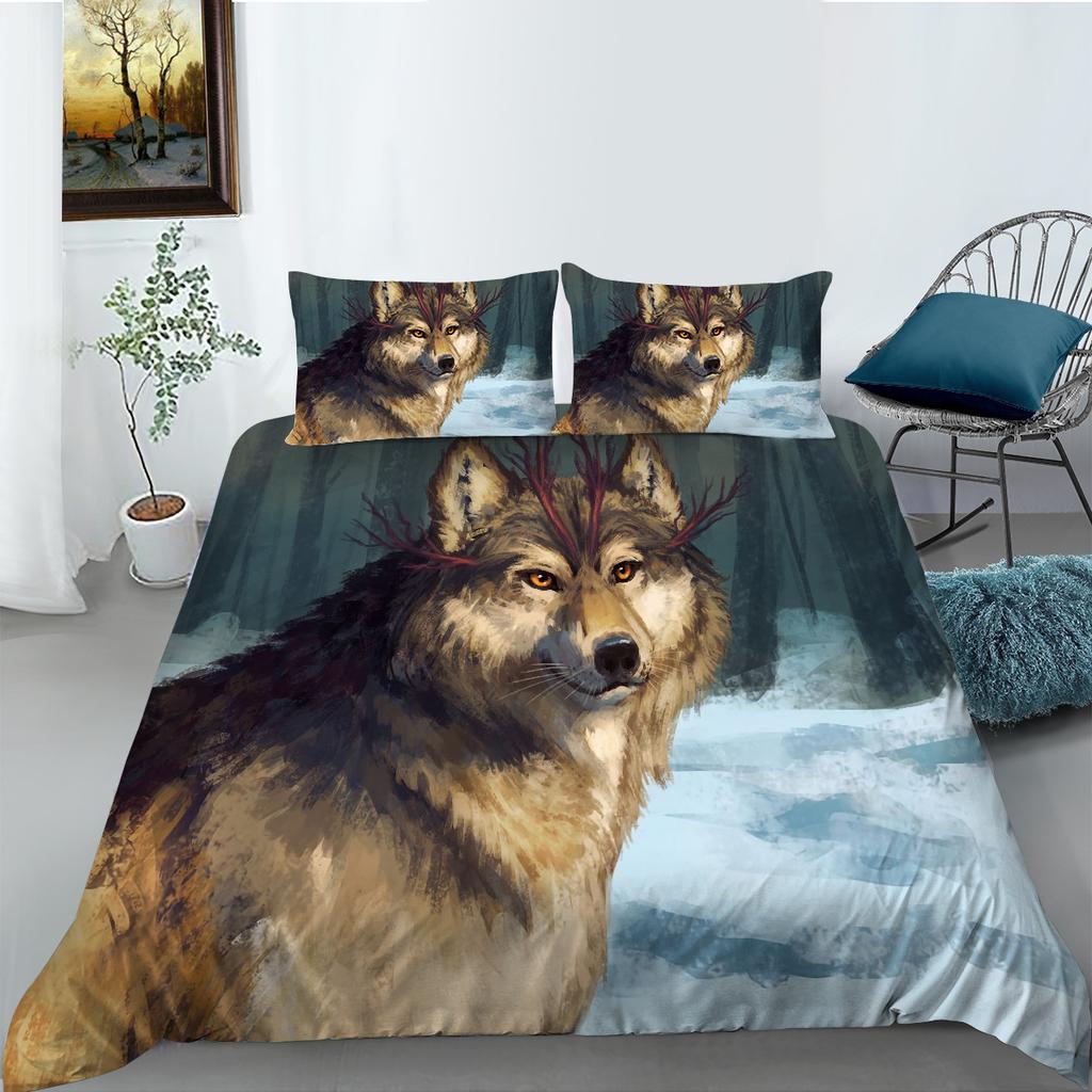 Wolf Series Polyester Bedding Two-Piece Set 3D Digital Printing