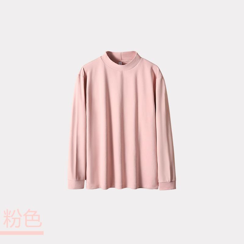 Long Sleeve Half Turtleneck Thermal T Shirt For Men Women Solid Color Loose Fit