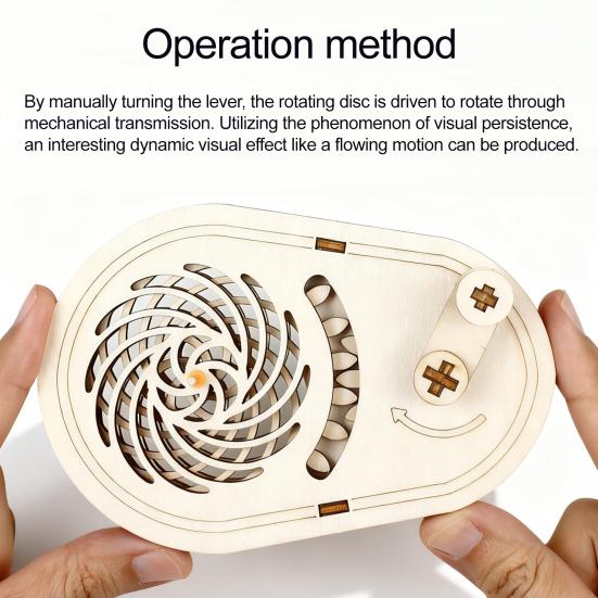 3D Visual Illusion Puzzle Toy DIY Handmade Mechanical Gear Turntable Educational STEM Toy Persistence of Vision Learning Rotatable Turntable Toy