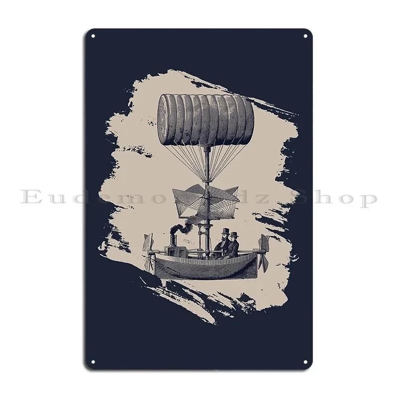 Steampunk Airship Metal Sign Wall Decor Printing Plaques Designs Home Tin Sign Poster
