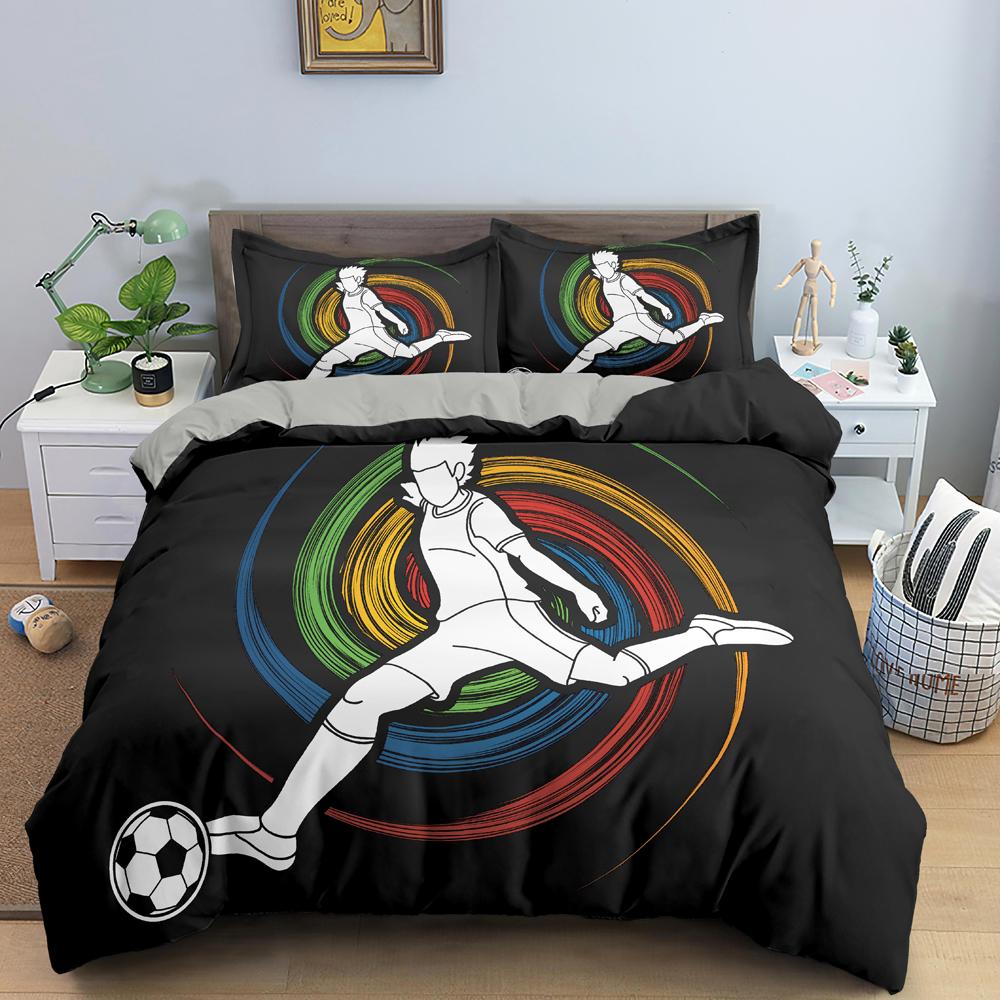 Sport Polyester Duvet Cover Set King Queen Size Bedding Set Sport Player Action on Spin Wheel Graphic Bedclothes Bedroom Decor