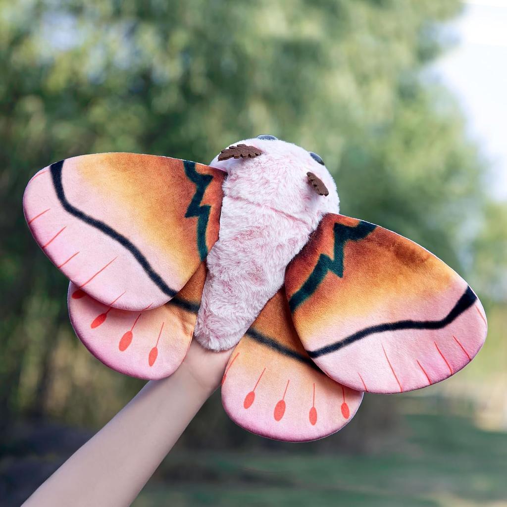 ZHONGXIN MADE Adorable Rose Maple Moth Plush Toy, 11-inch Rose Maple Moth Stuffed Animal, Handmade Pink Moth Insect Plush Model Toy, Unique Kids
