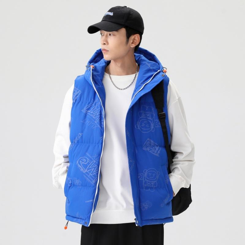 Trendy Vest Men's Autumn and Winter Thickened Warm Hooded Vest Fashion Casual Waistcoat
