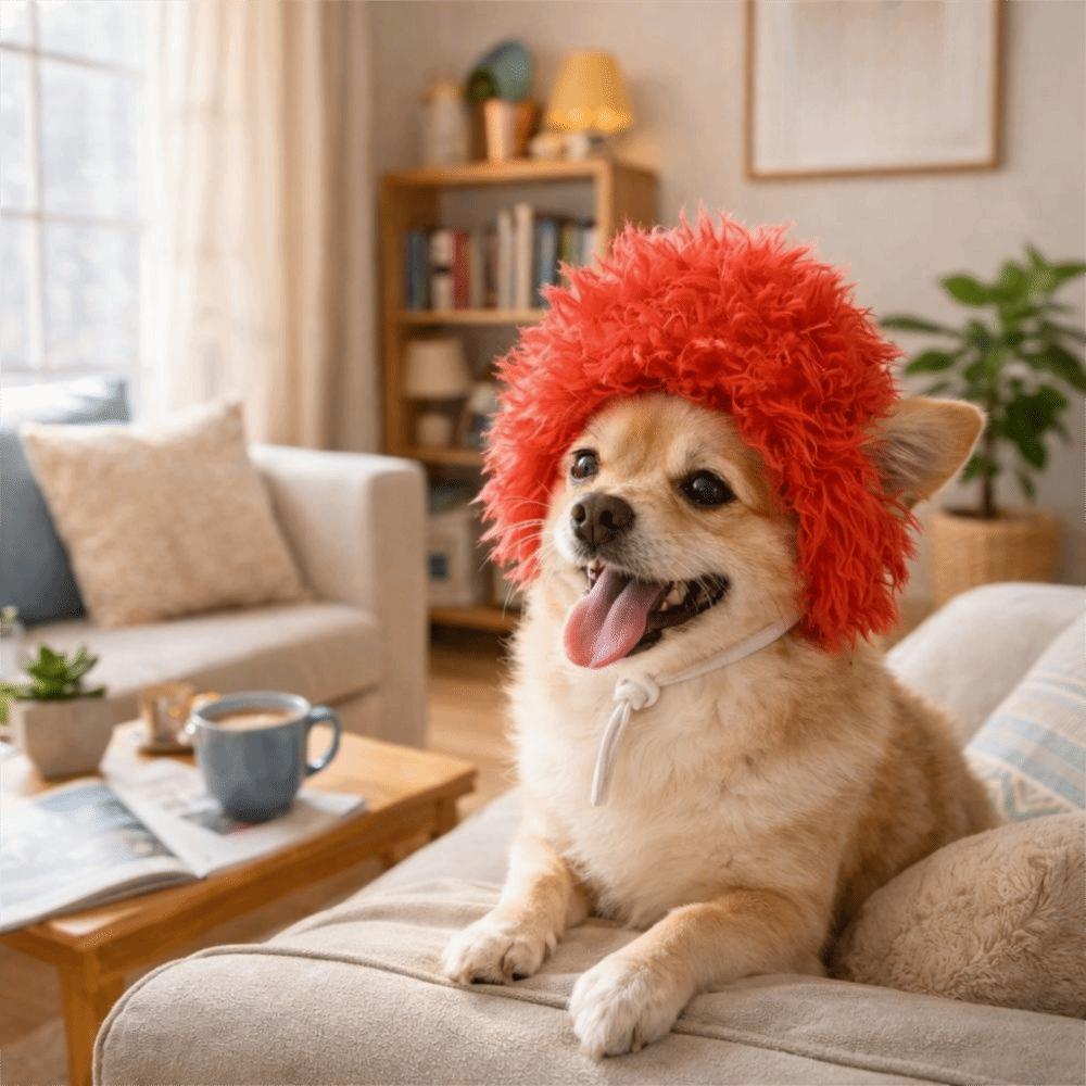 Party Dress-Up Funny Pet Cat Wigs Cartoon Polyester Dog Cosplay Hat Elastic Band Colorful Cat Headdress Four Seasons