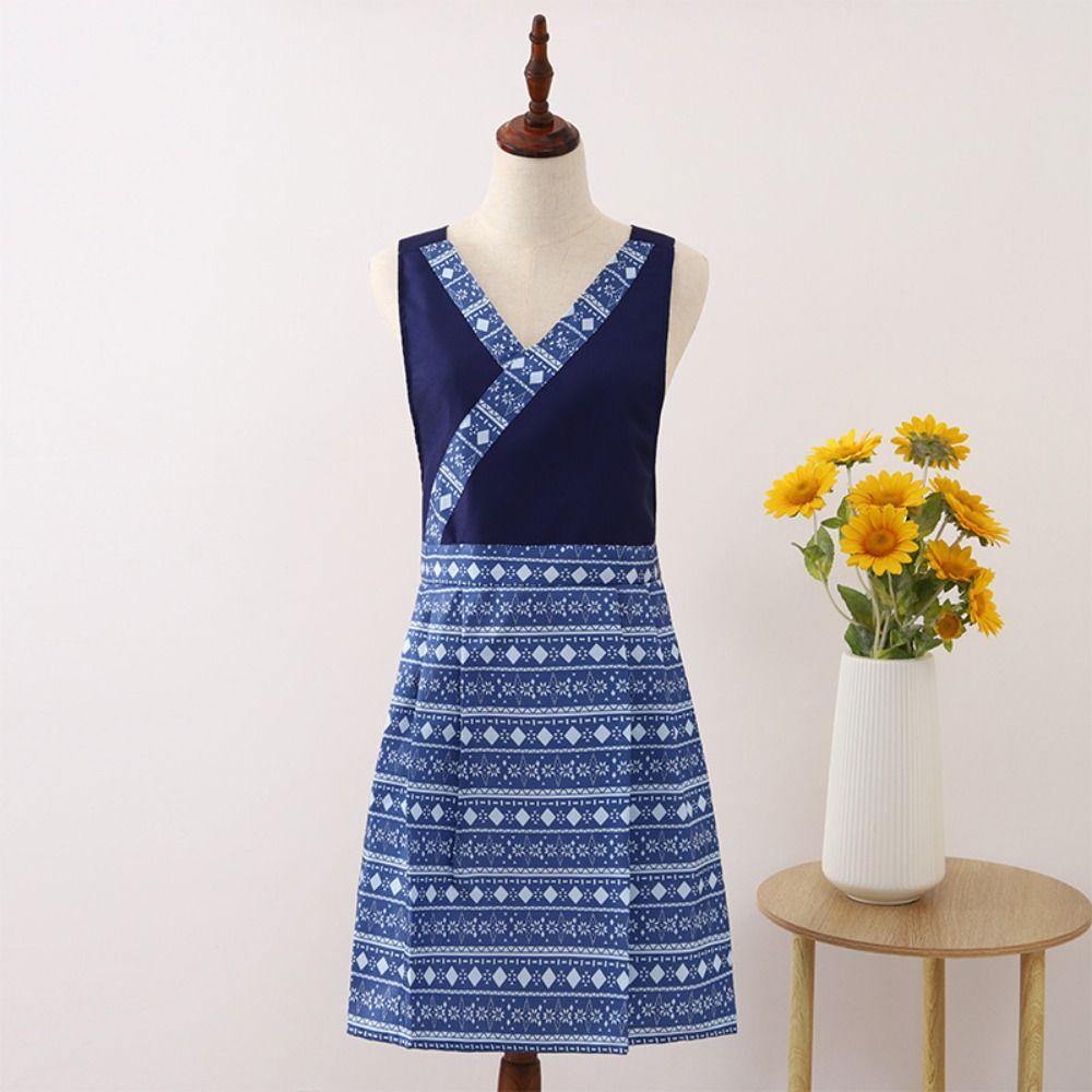 

Национальный стиль Ретро фартуки Защита от загрязнений Плиссированная юбка Взрослые фартуки на талию Дышащие Домашняя кулинария Фартуки для кофейни Женские