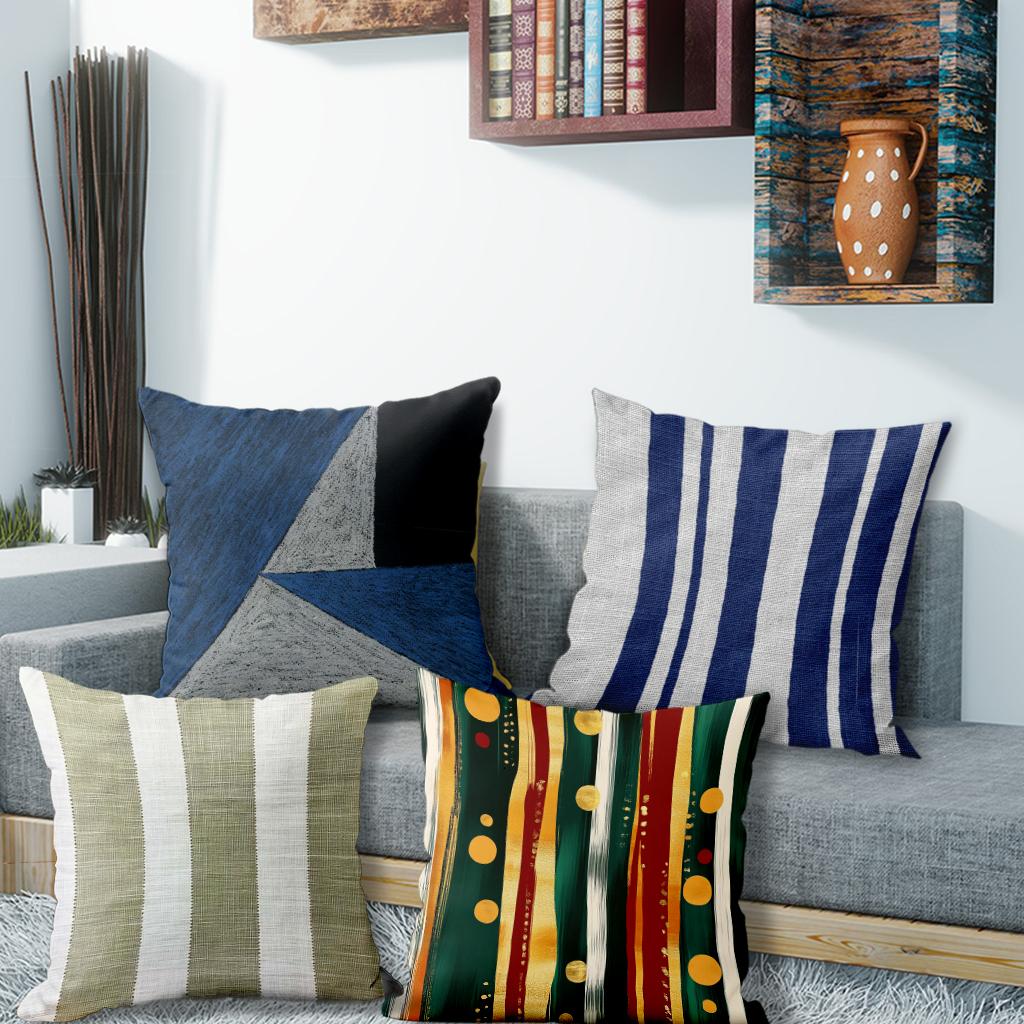 pc Colorful Geometric Striped PillowcasesSuitable for sofa car bedroom decorative cushion cover pillow cover