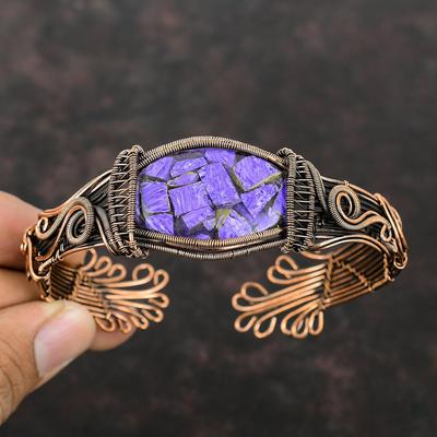 Kupfer Charoit Armreif Edelstein Armreif Kupferdraht gewickelter Armreif Handgefertigter Schmuck Verstellbarer Armreif Kupfer Armreif Schmuck für Geschenke