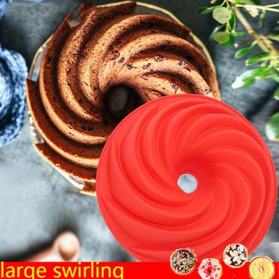3D Large Swirling Scroll Baking Mold Non Stick Silicone High Temperature Resistant Cake Pan Pudding Dessert Decorating Tool