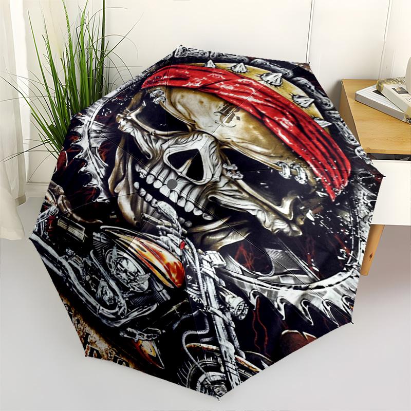 1 ud. Paraguas de Calavera Paraguas Plegable Portátil Estructura Ósea de Hueso de Hierro Paraguas para Exteriores y Hogar