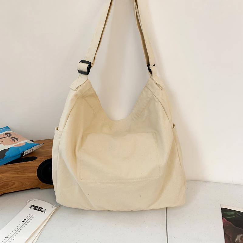 100% Cott Shoulder Bags For Women Korea Style Fabric Crossbody Bags Lager Capacity Canvas Casual Totes Unisex Leisure Packages