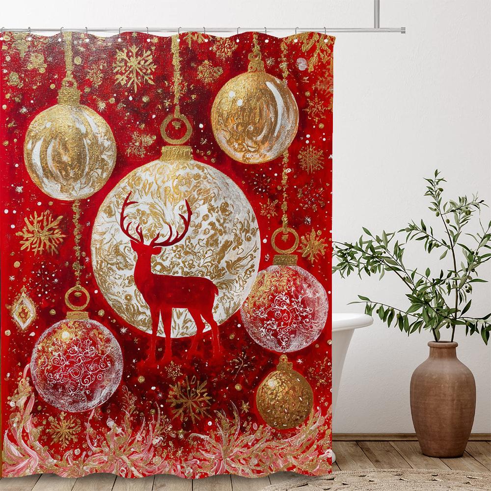 

GAEChristmas cat and dog Print Bathing Curtain Bathroom Happy New Year Shower Curtain With Hooks bathroom home decor Curtain 90x180cm