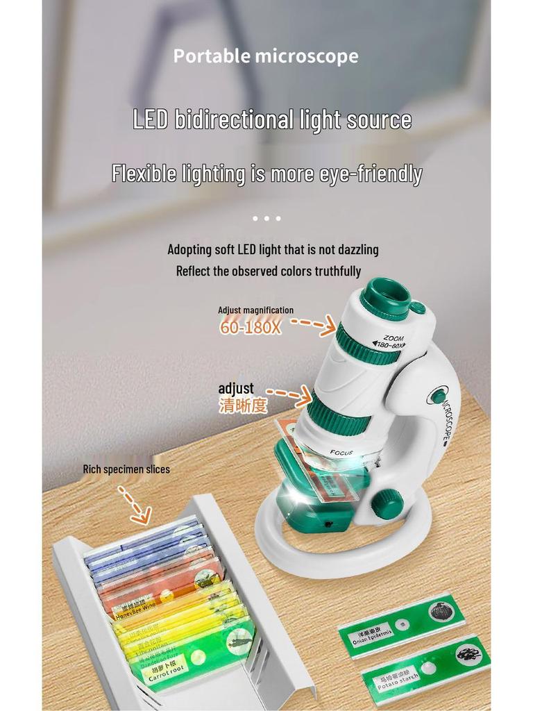 Xueyouma Kids' Portable Microscope Science Experiment Set for Elementary Students – Educational Biology Toy