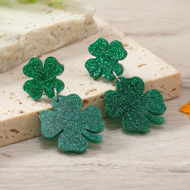 St. Patrick s Day Four-Leaf Clover & Horseshoe Sequin Earrings