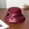 2025 Nuovi Cappelli Formali Invernali Puro 100% Feltro di Lana Cappello Fedora Rosso Vino Madreperla Lana Regalo Dama Grado Superiore Banchetto Nuziale