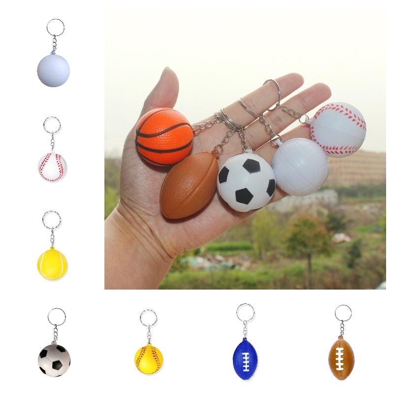 Trending Pu Basketball Keychain Foam Soccer Kids Sports Toy Decorative Pendant Activity Small Gift