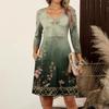 Women's  Casual Loose Comfortable Print V-Neck 3/4 Sleeve Dress