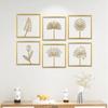 25x25cm Flower Wall Pendant Square Light Luxury Plant Leaves Iron Art Hanging Decoration Nordic Wrought Iron Room Home Decor