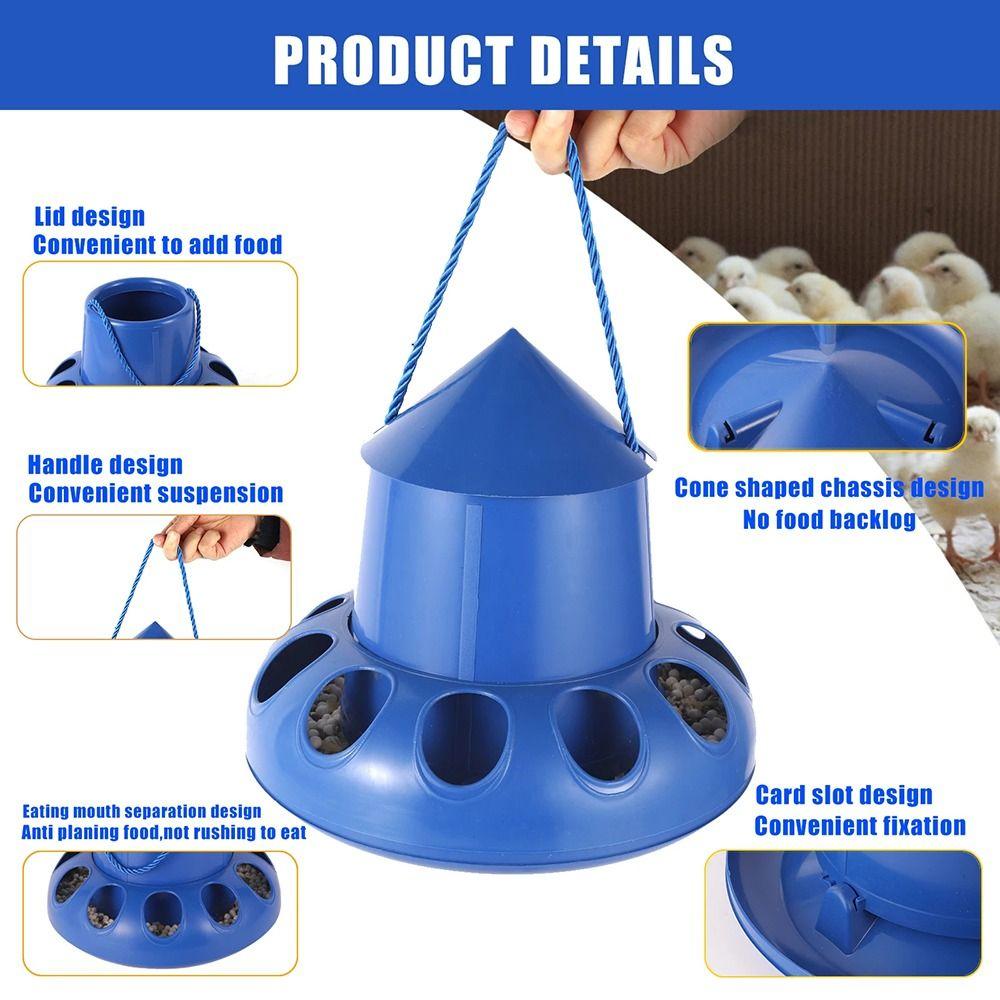 1Pcs 11 Holes Chicken Automatic Feeder Plastic Bird Feeding Bucket  for Chicken Pigeon Budgies