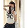 Shrimp Skin Explosive Letter Short-sleeved T-shirt Women, Summer New Slim-fitting and Thin Printed Top