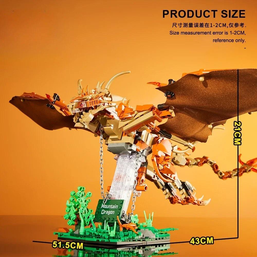 MOC Magic Animal Mountain Dragon 886PCS Building Blocks DIY Creative Magical Model Kit Toy Gift for Children