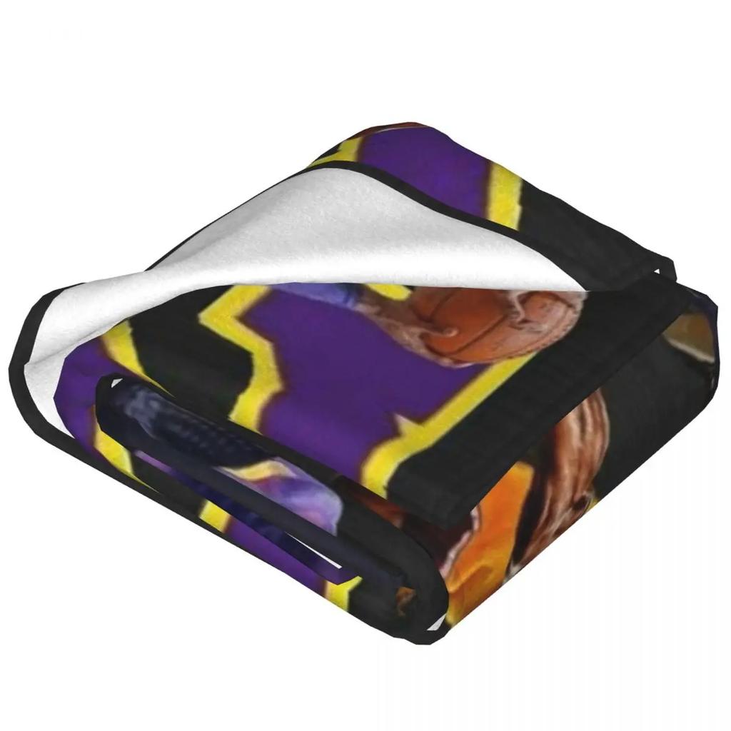 Professional Basketball Athlete Flannel Blanket Quality Soft Warm Purple Throw Blanket Winter Airplane Travel Bed Fun Bedspread