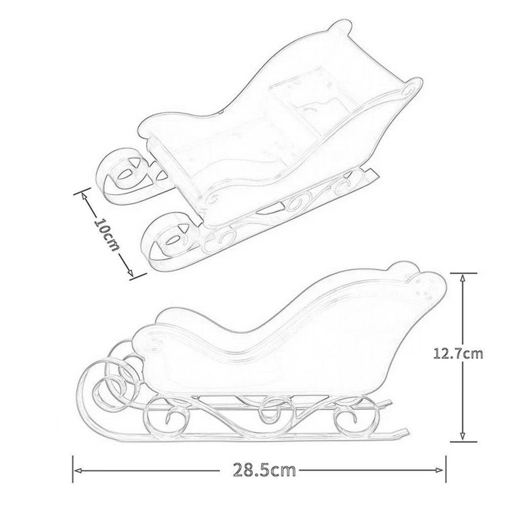 Santa Sleigh Miniature Sleigh Xmas Collectible Mini Sled Ornament Sled Figurine