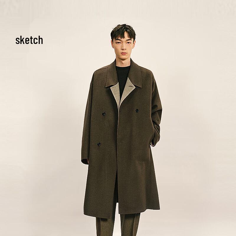 CROQUIS Men's 2025 Winter H-Lapel Long Wool Blend Coat
