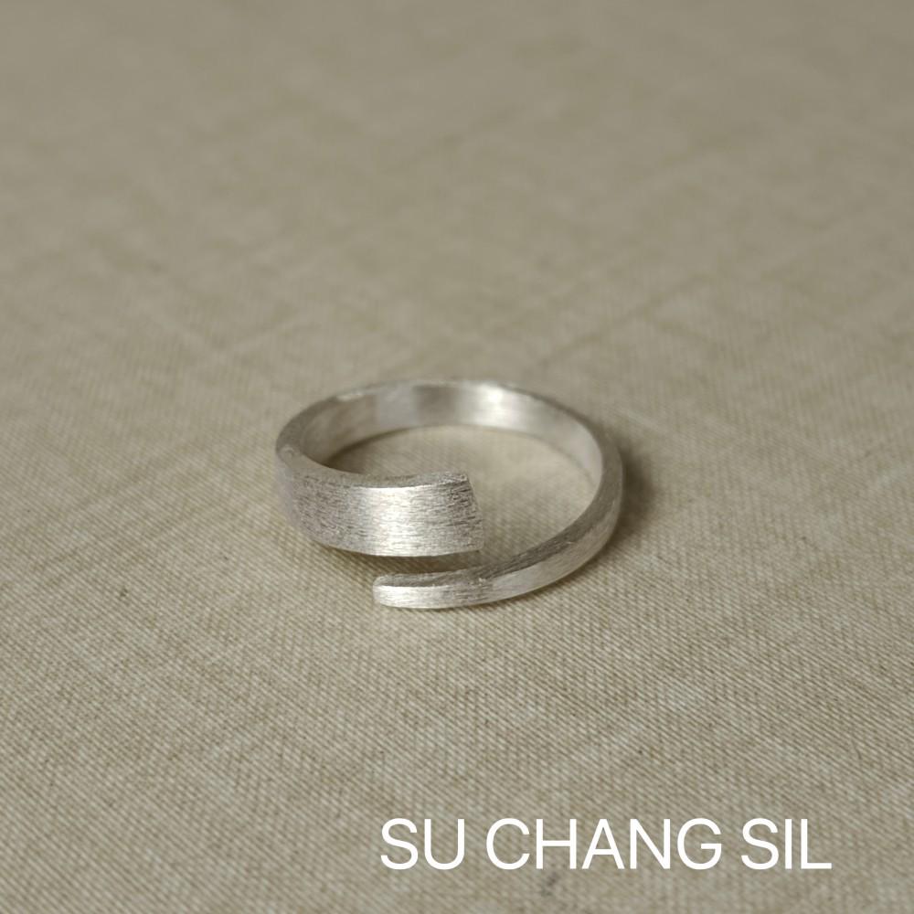 SuChuang S925 Sterling Silver Brushed Open Ring for Women - Korean Inspired Design Adjustable Open