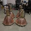 Nautical Copper Brass Pendant Light Large Industrial Marine Ship Lamp, Coastal Ceiling Fixture, Retro Maritime Lighting Set Of 4