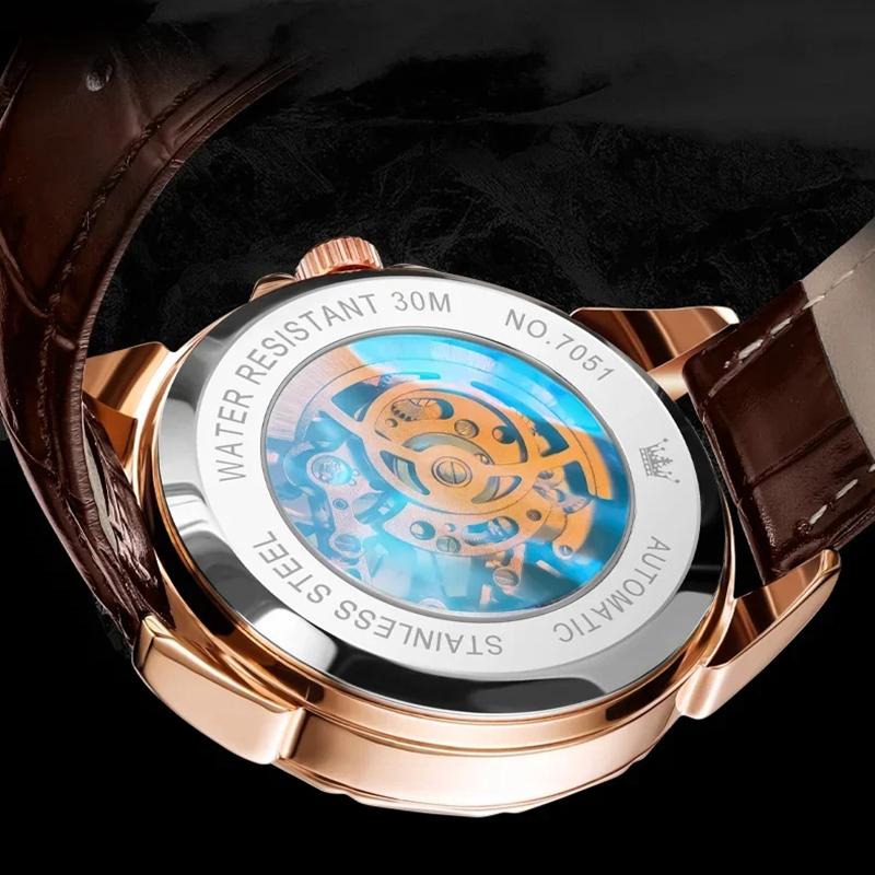 Luksusowy Zegarek Męski Wodoodporny Luminescencyjny Wielofunkcyjny Automatyczny Mechaniczny Zegarek Szkieletowy