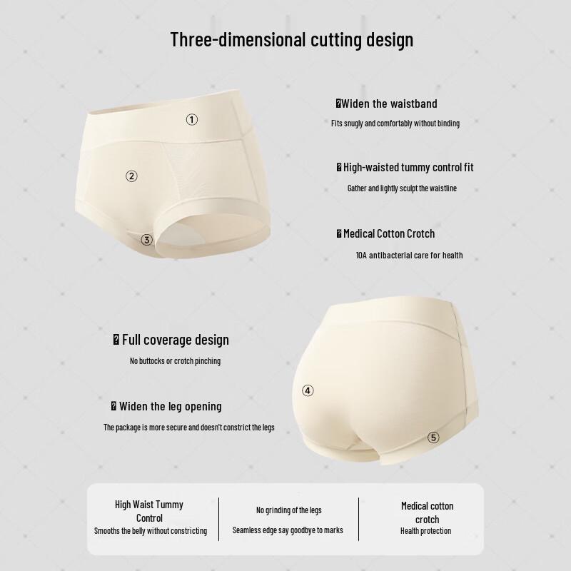 Tingmei Women's High-Waist Lace Seamless Briefs (3-Pack)